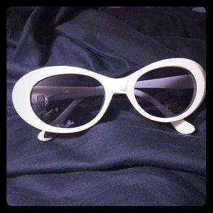 sunglasses white plastic frame w/medium grey lenses BARBIE -style frames Vintage